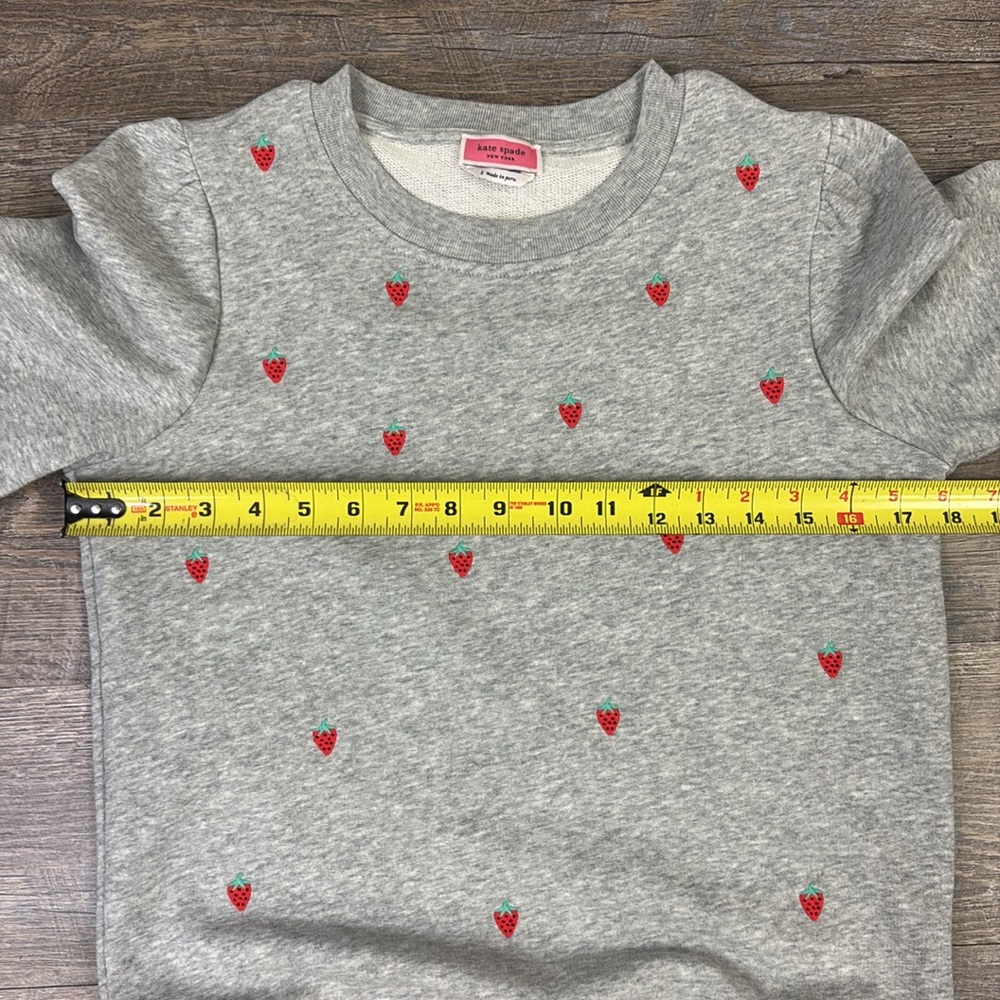 SOLD IN STORE Kate Spade Strawberry Embroidered Pullover Top Size Small - Picture 6 of 7